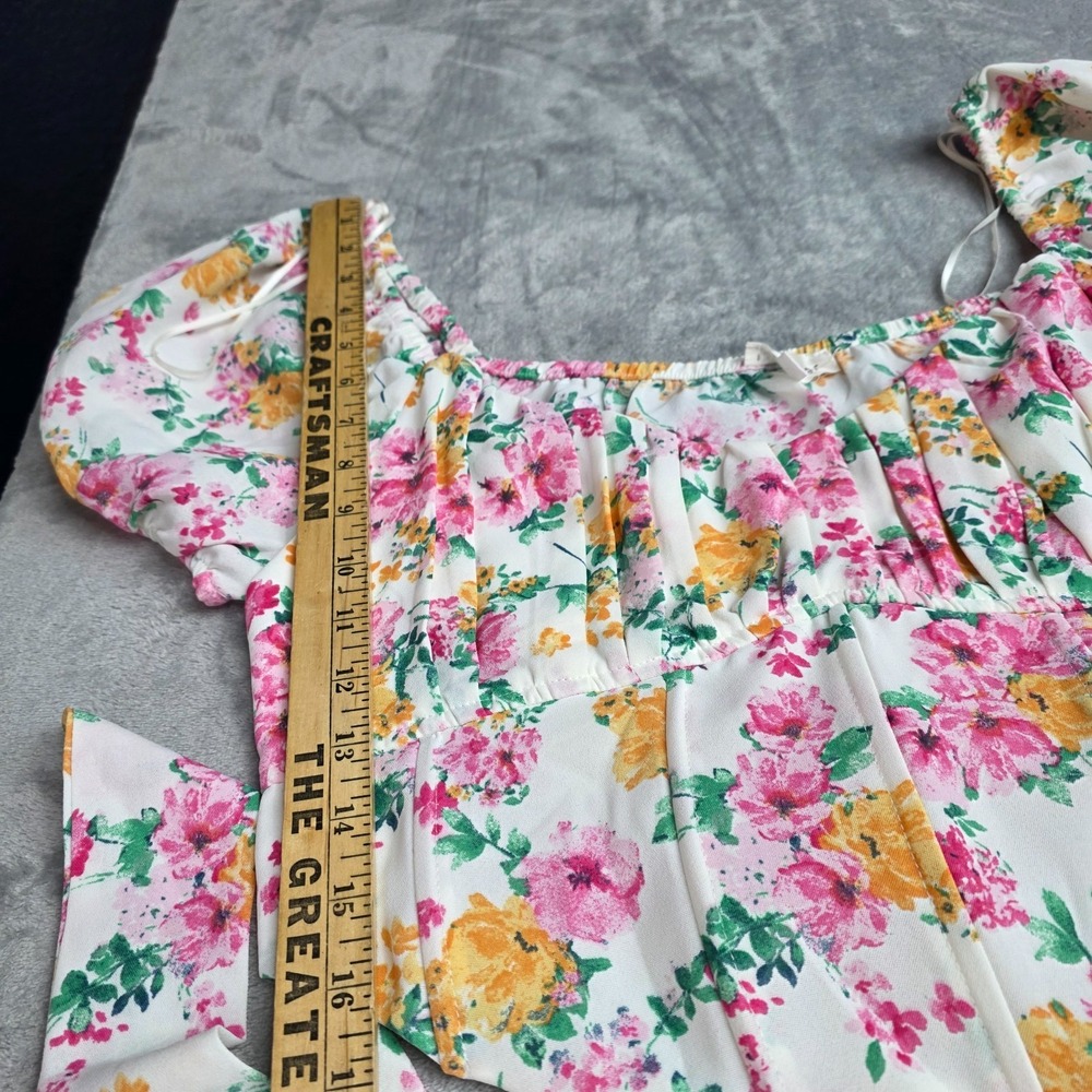 Blu Pepper Women's Floral Cropped Sweetheart Neckline Top Size XL - Picture 4 of 5